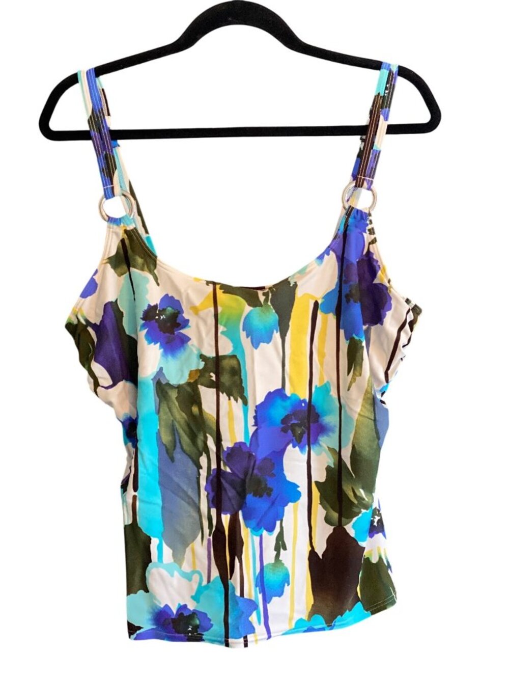 Christina Swim Top Tankini Floral flower Underwire Bra Adjust strap Women 16D